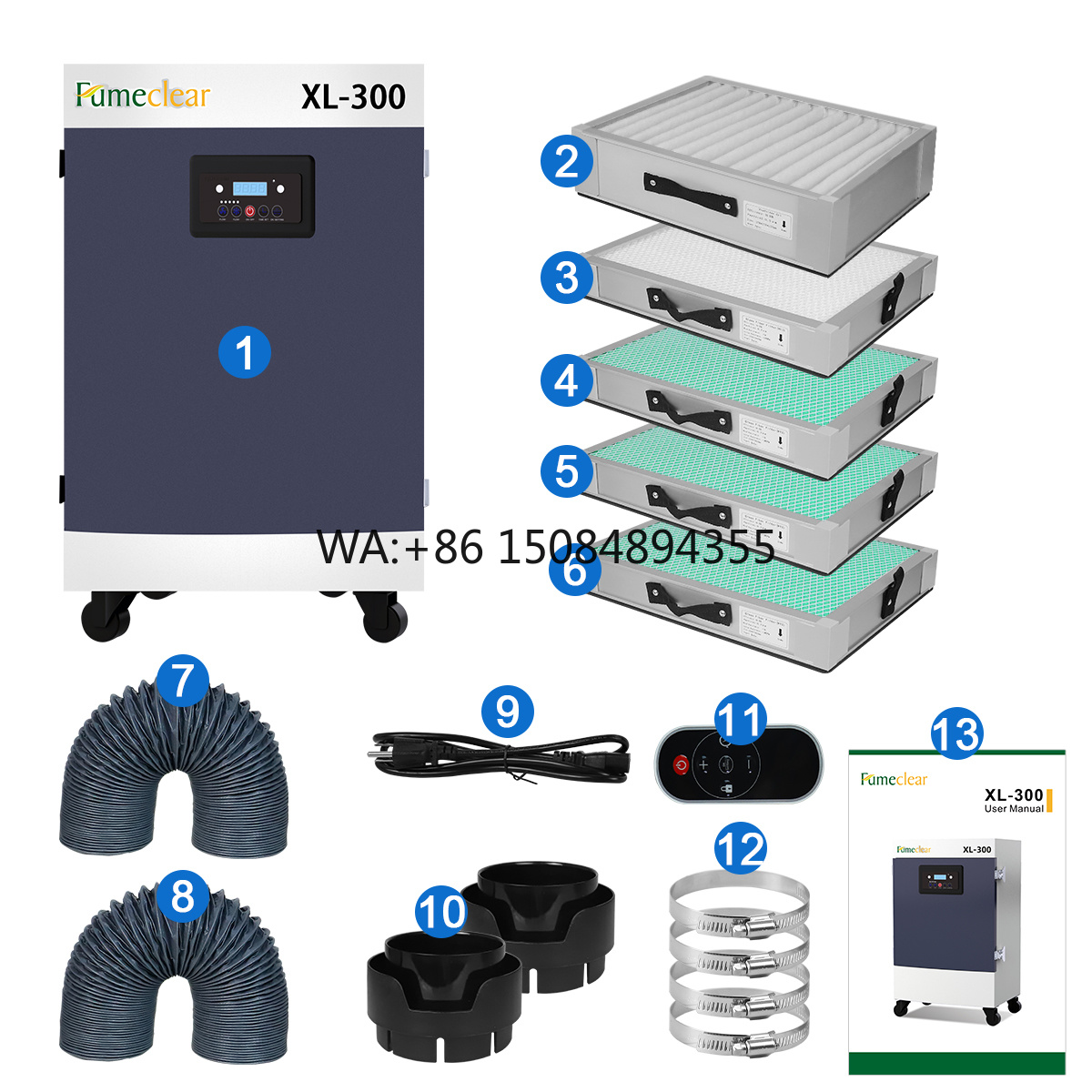 Co2 Laser Engraving Machine - H13 330W 5단계 필터 추출기 및