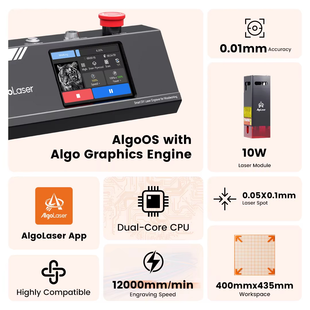 알골레이저 DIY 테이블 40*43cm CNC 레이저  - Industrial Laser Engraver For Metal 리뷰 및 가격