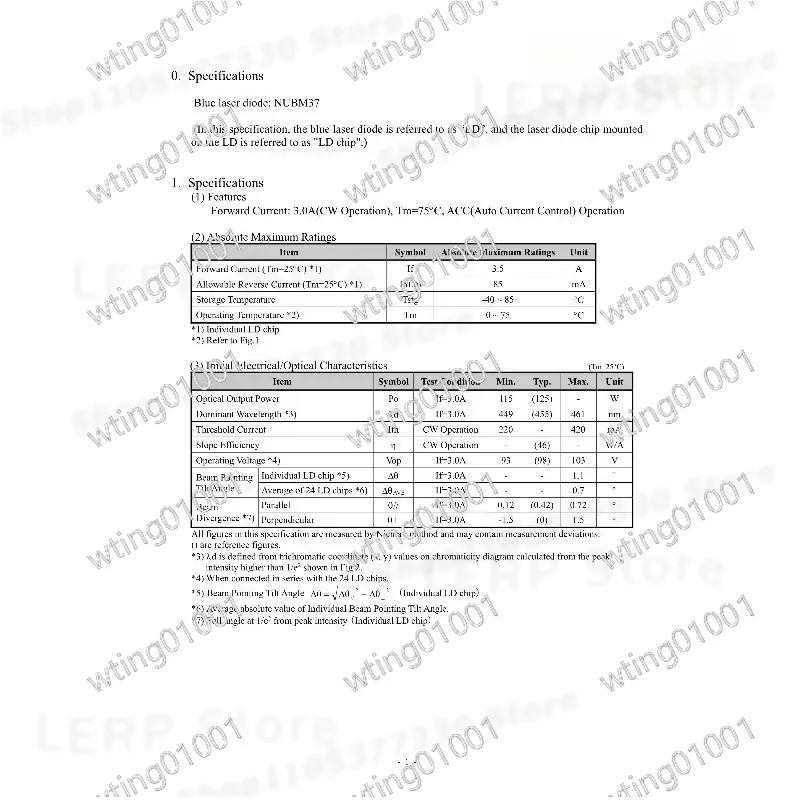 NICHIA NUBM37 고출력 125W 블루 455n - Industrial Blue Laser 리뷰 및 가격
