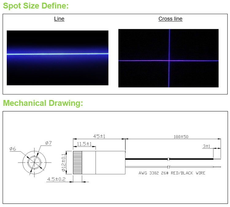 D12x45mm 초점 조절 가능 405nm 1mW~10 - Industrial Blue Laser 리뷰 및 가격